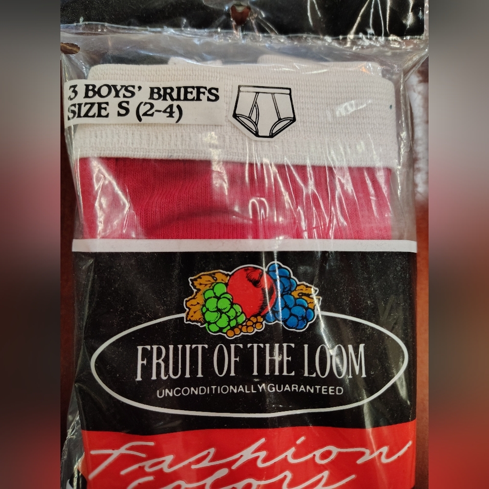 1989 FRUIT OF THE LOOM FASHION COLORS 3 Pack Boy's S Vintage Briefs Underwear